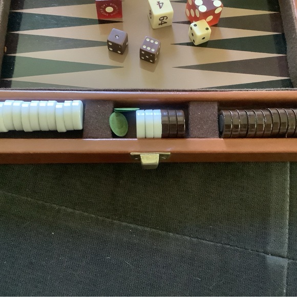 Vintage Travel Small Backgammon Magnetic Set Brown Leatherette Case See Photos - Picture 7 of 9